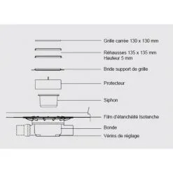 Isotanche Classic PRO NF Excentré à Droite 2000 X 2000 Mm - Sortie Horizontale - Grille Carrée Target - Lazer -LAZER Soldes Magasin 40332214 3