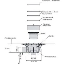 LAZER Isotanche Classic Pro Grille Carrée - Sortie Verticale Ø50mm - 1800x2000mm -LAZER Soldes Magasin 6463737 4