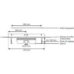 LAZER Caniveau D'angle Solusec Pour Douche - Grille Inox 270x382 Mm -LAZER Soldes Magasin 6499239 3